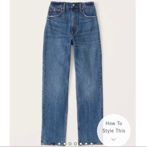 Abercrombie 90s’ straight ultra high rise jeans (dark wash)